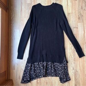 All Saints Black Long Sleeve Sweater Dress Floral XS